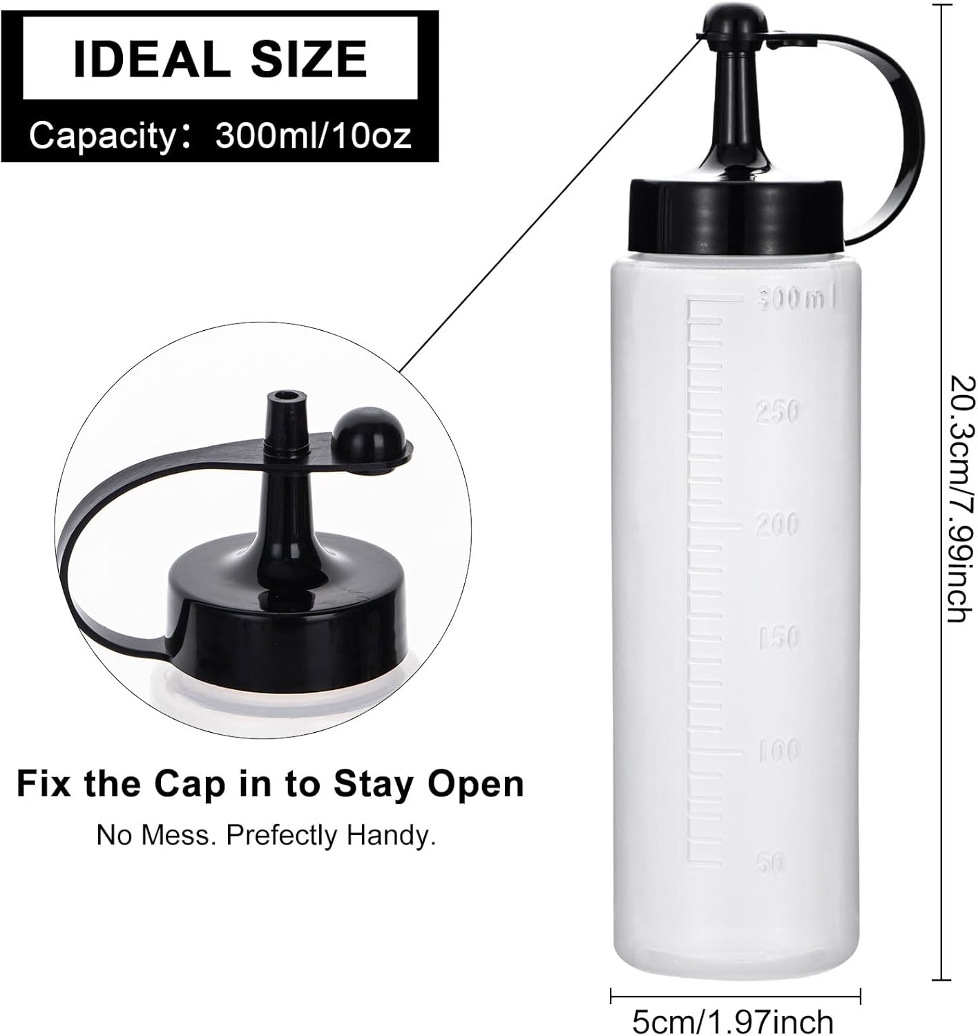 Uceoo 2 Pack 10oz Plastic Squeeze Bottles with Cap Funnel