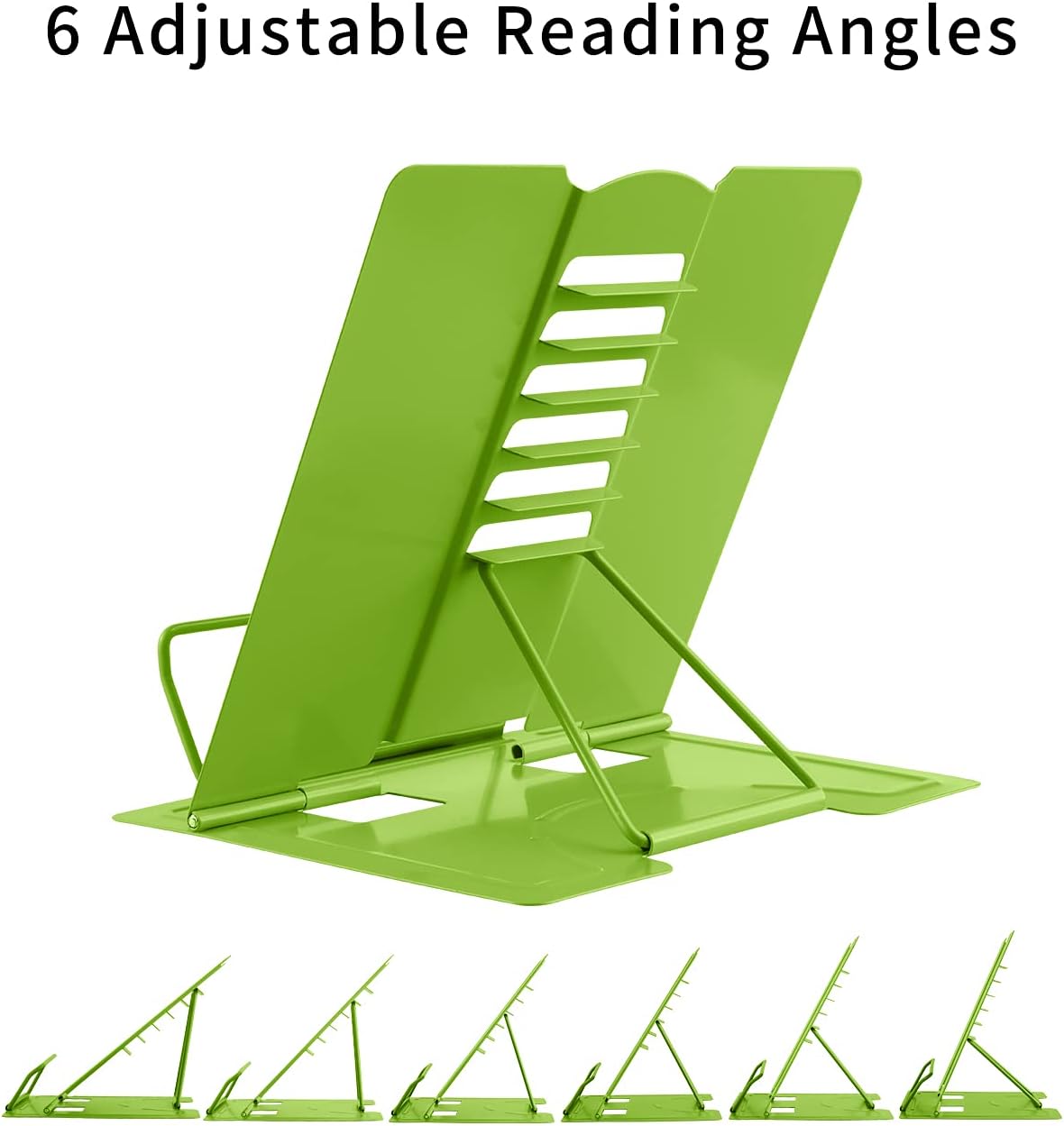 MSDADA Adjustable Metal Book Stand with Page Clips - Green