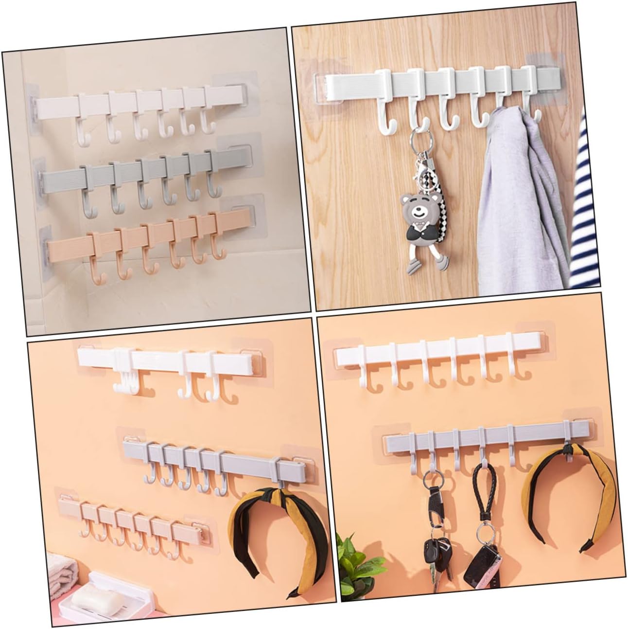 POPETPOP 3Pcs Adhesive Hook Rack for Kitchen and Bathroom
