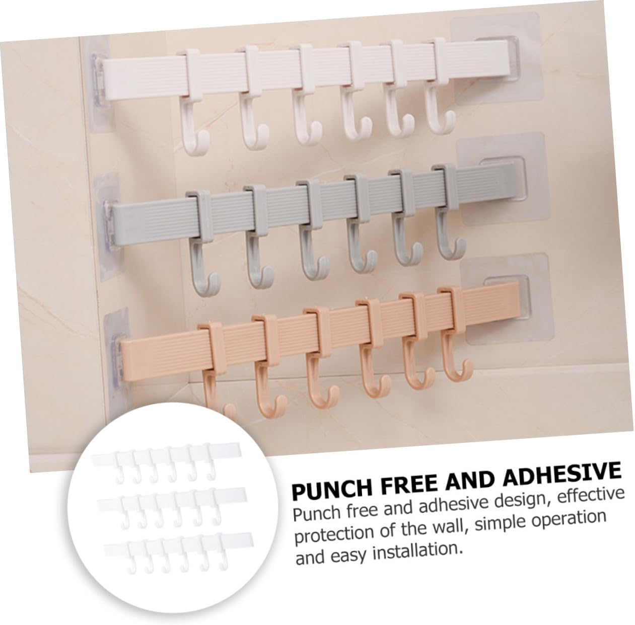 NUOBESTY 3pcs Rotatable Adhesive Hooks Organizer