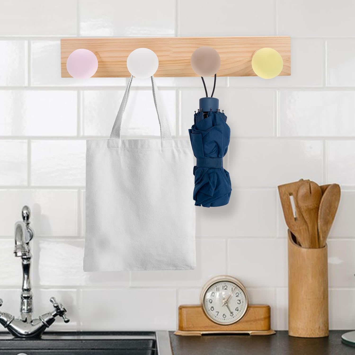 Wakauto Wooden Coat Hanger Heavy Duty Wall Hook for Home Organization