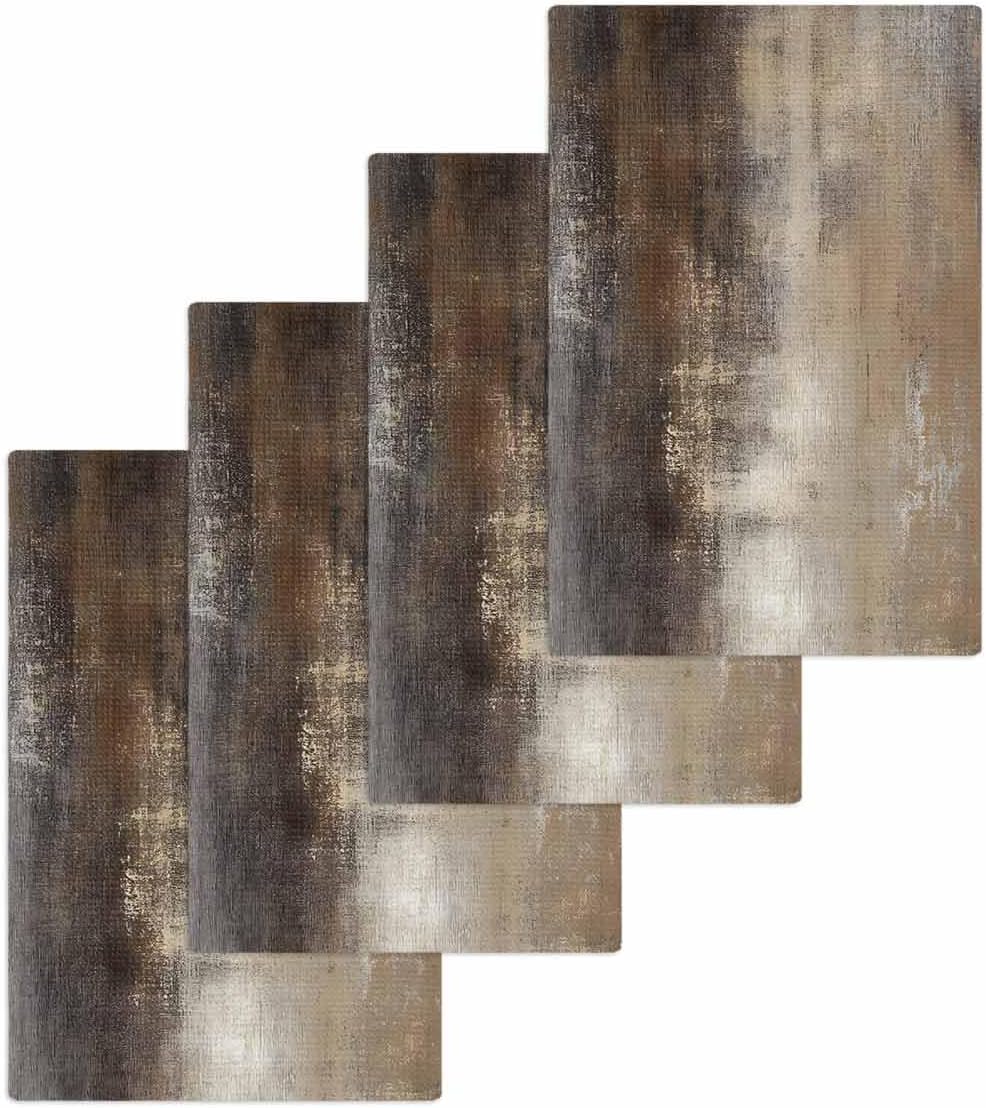 Falaniique Brown Abstract Waffle Towel Set of 4