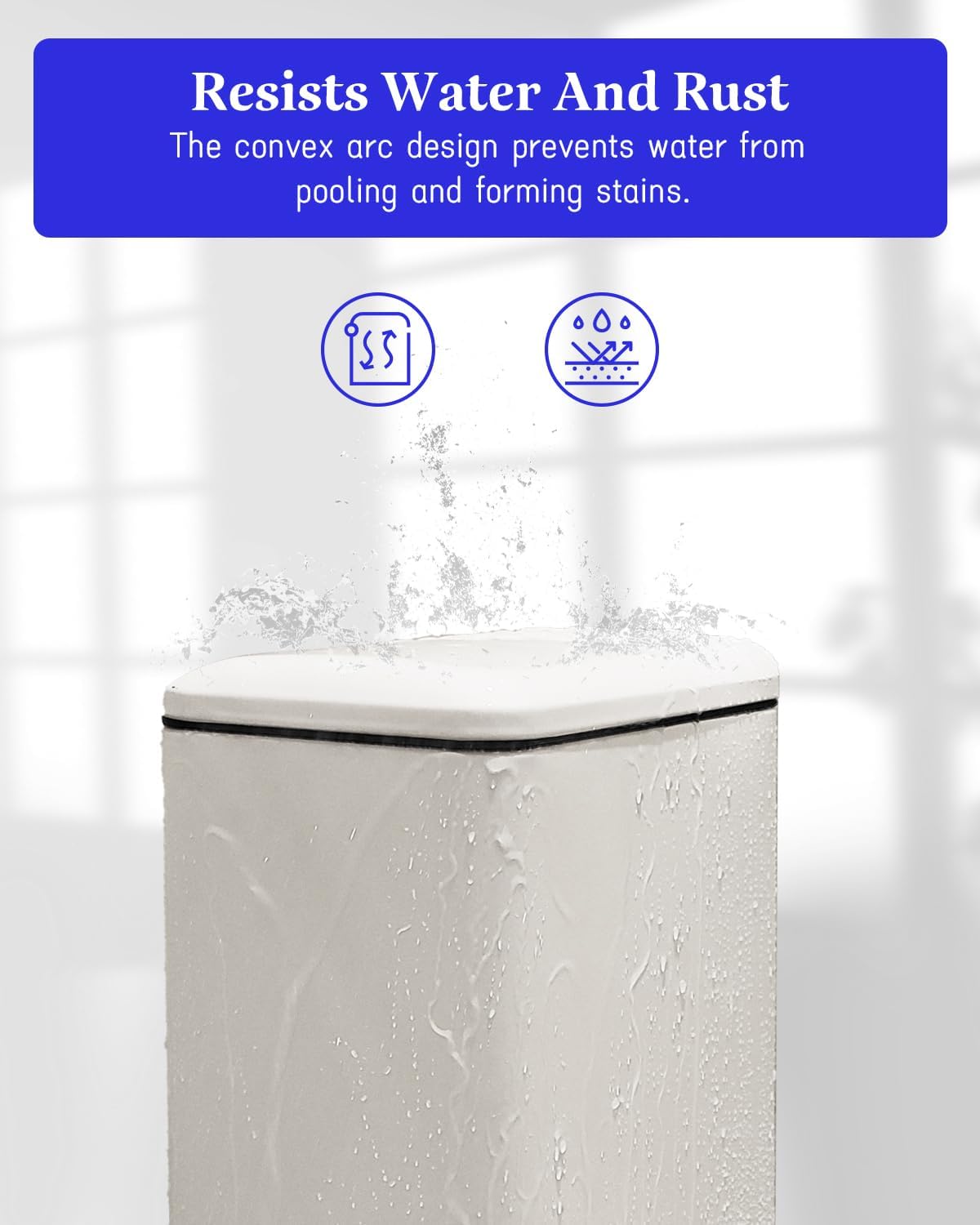 Stainless Steel 10L Trash Can with Lid for Bathroom and Kitchen