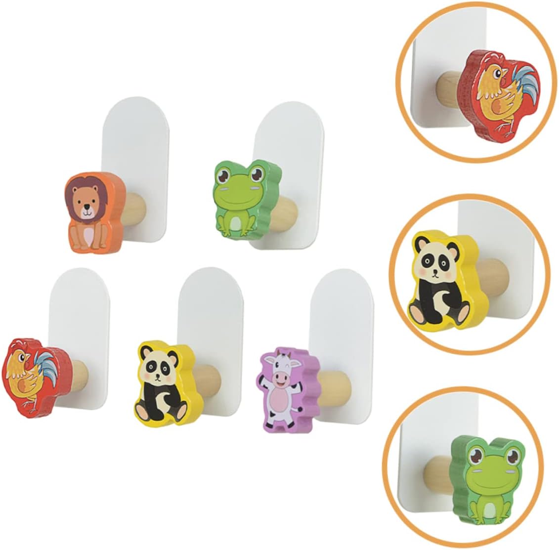 Hohopeti Wooden Animal Hooks 5pcs Wall Decor 1
