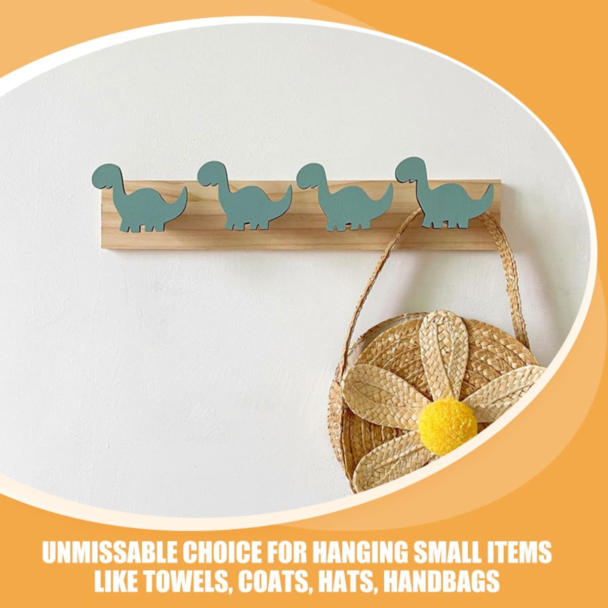 2pcs Dinosaur Wall Hooks Wooden Coat Racks for Boys