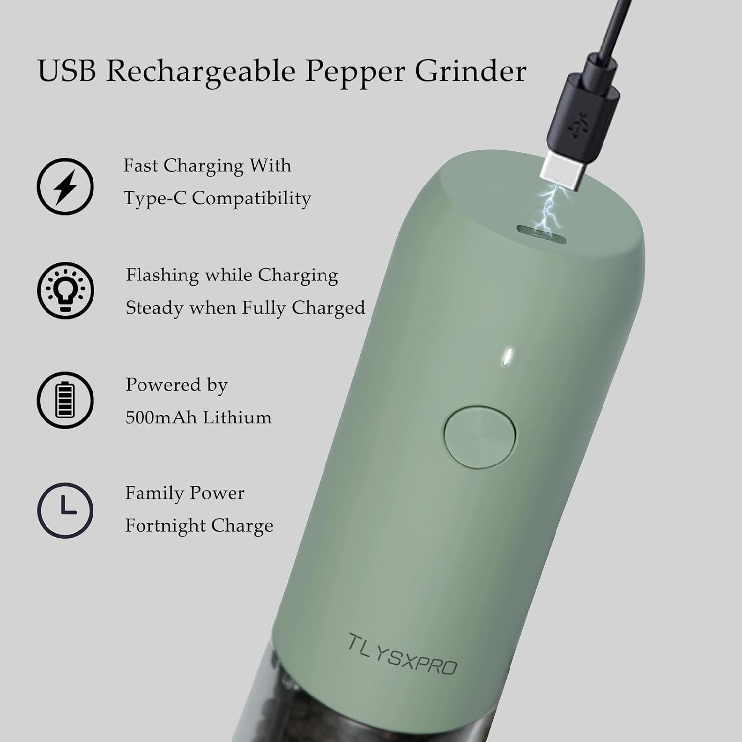 TLYSXPRO Electric Pepper Mill with LED Light