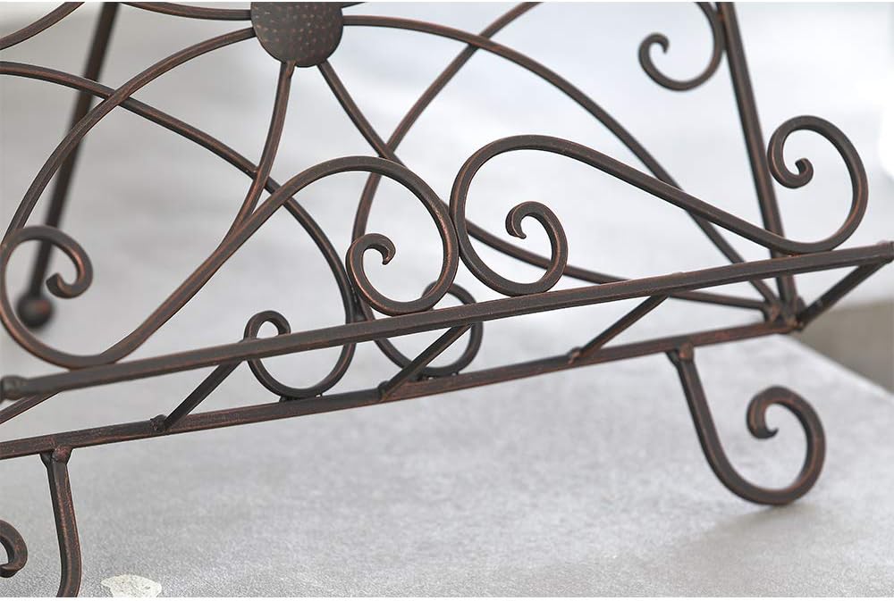 Jemeni Bronze Cookbook Stand with Scrollwork Design