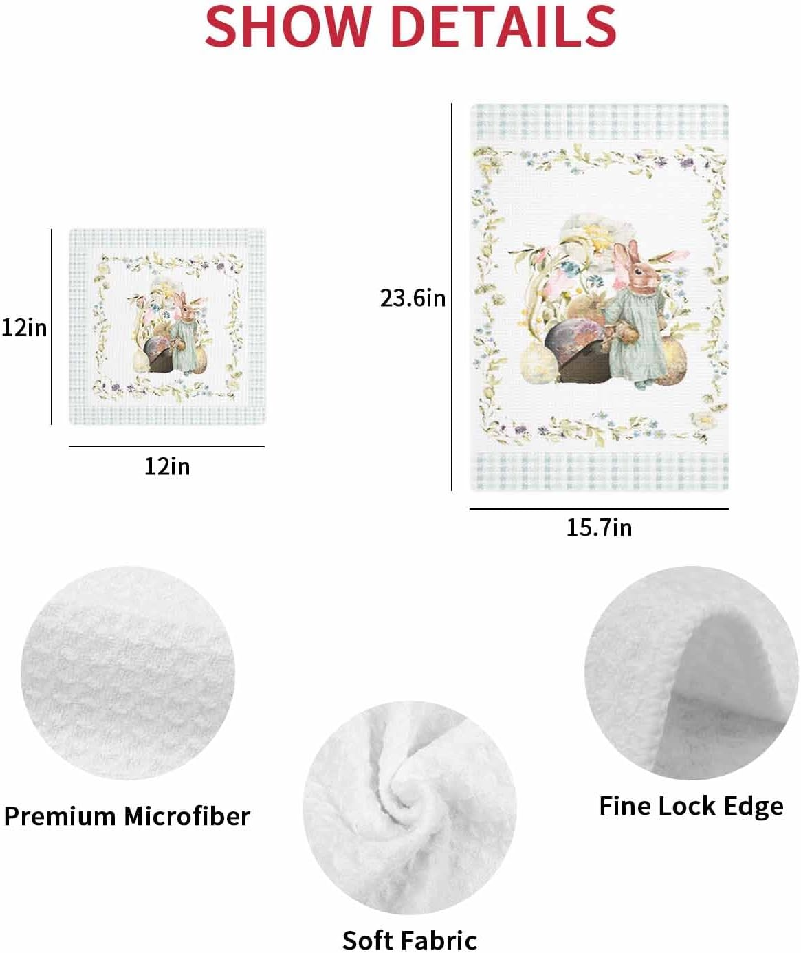Falaniique Easter Waffle Dish Towel Set of 2 Microfiber Soft Quick Dry