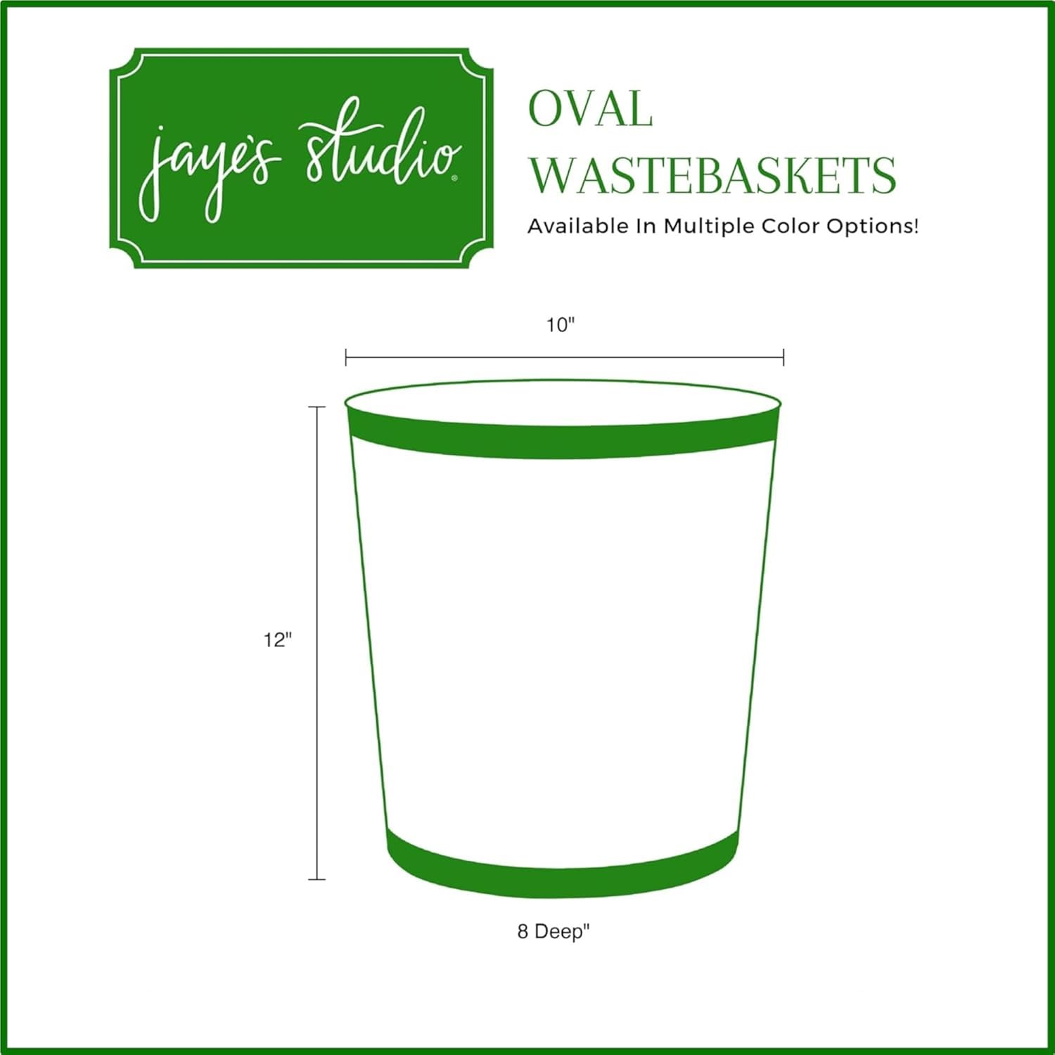 Jayes Studio Decorative Trash Can Blue Oval Metal Waste Basket