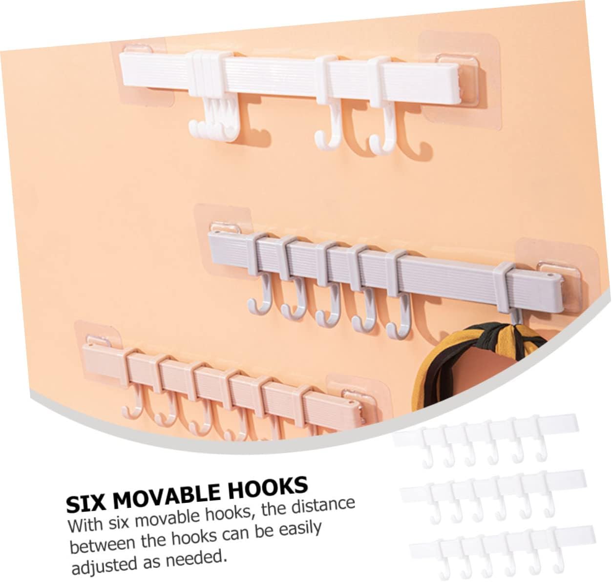 NUOBESTY 3pcs Rotatable Adhesive Hooks Organizer