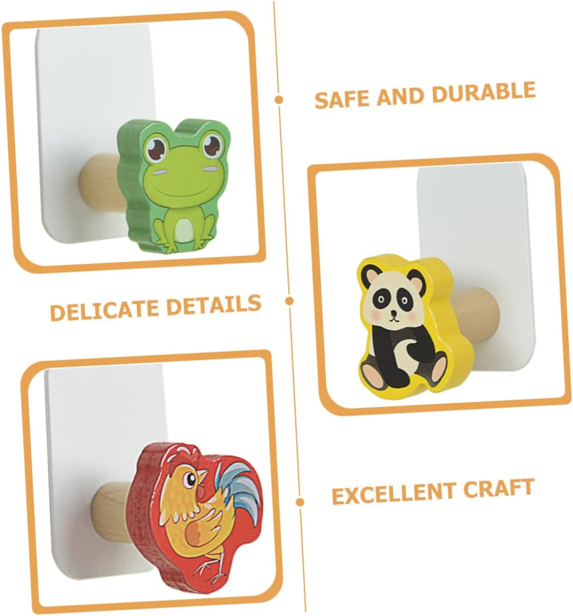 Hohopeti Wooden Animal Hooks 5pcs Wall Decor 1