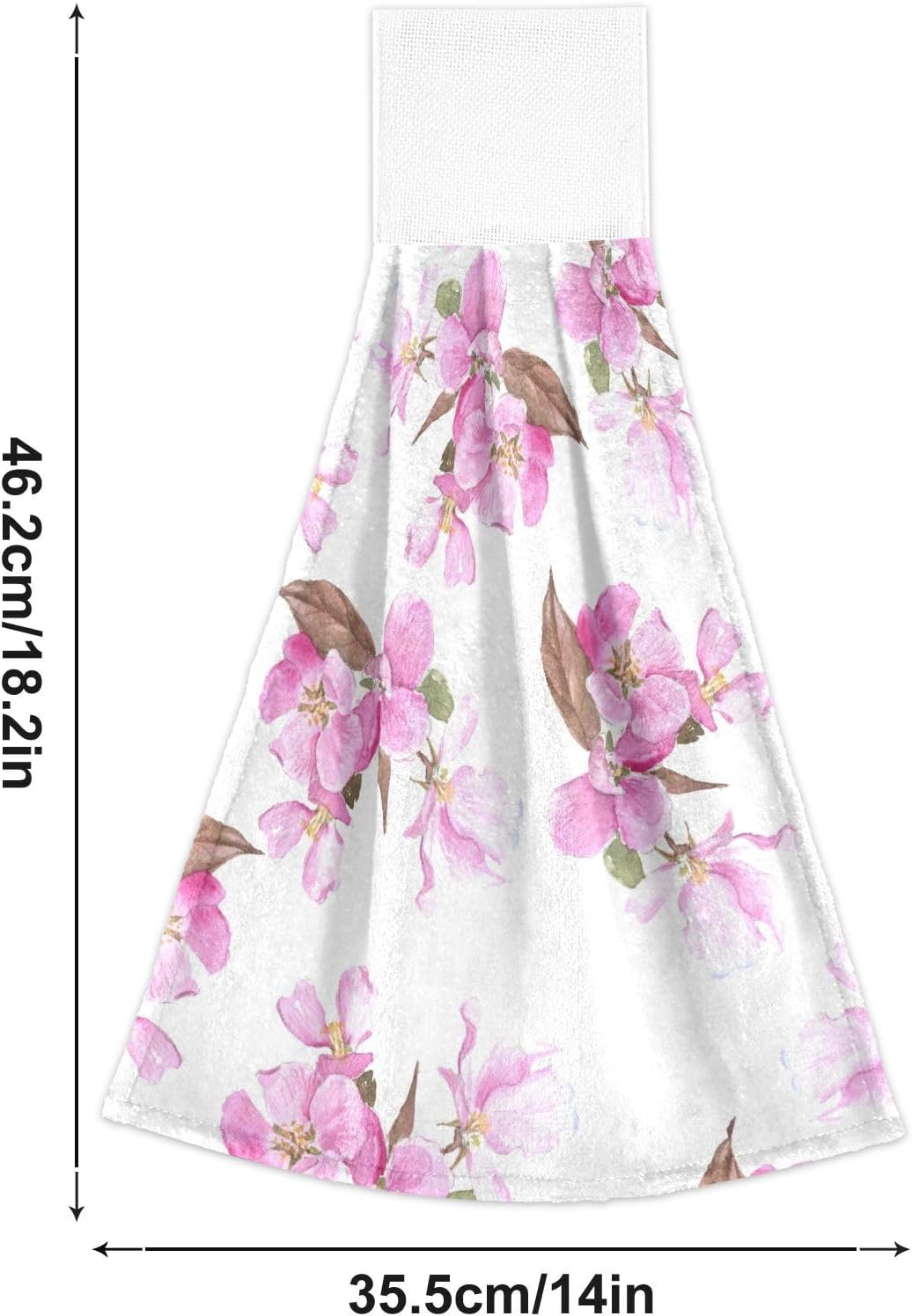 OTVEE Pink Red Apple Flowers Kitchen Towels 2 Pieces