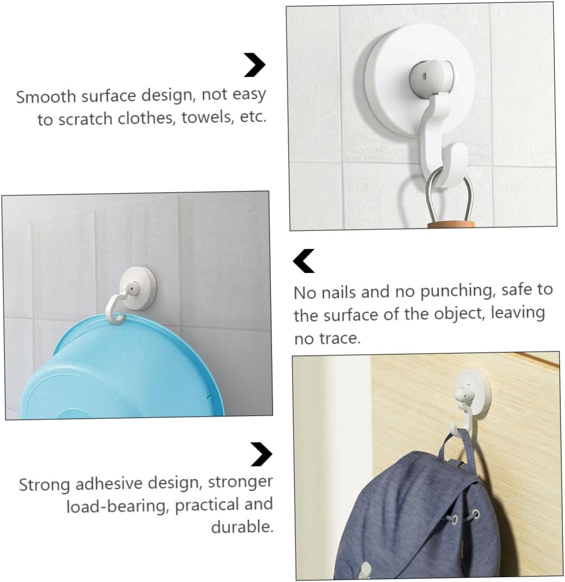 Cabilock 3Pcs Adhesive Door Hooks for Bathroom Kitchen 1
