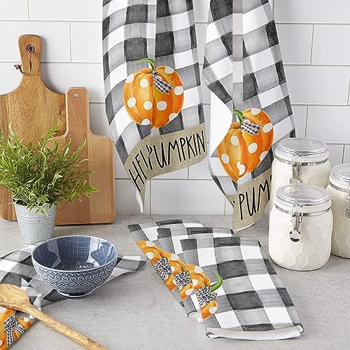 ZOE GARDEN Pumpkin Plaid Kitchen Towel 18x28 Quick Dry Durable
