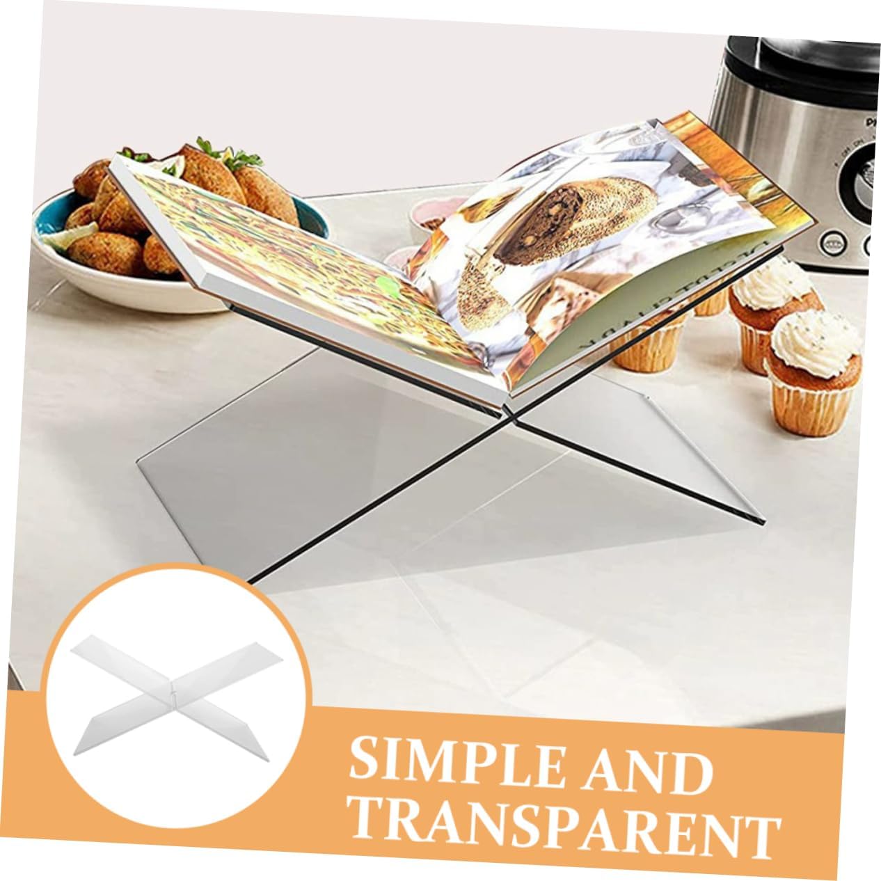 OKUMEYR Acrylic Cookbook Stand Book Holder Display Stand