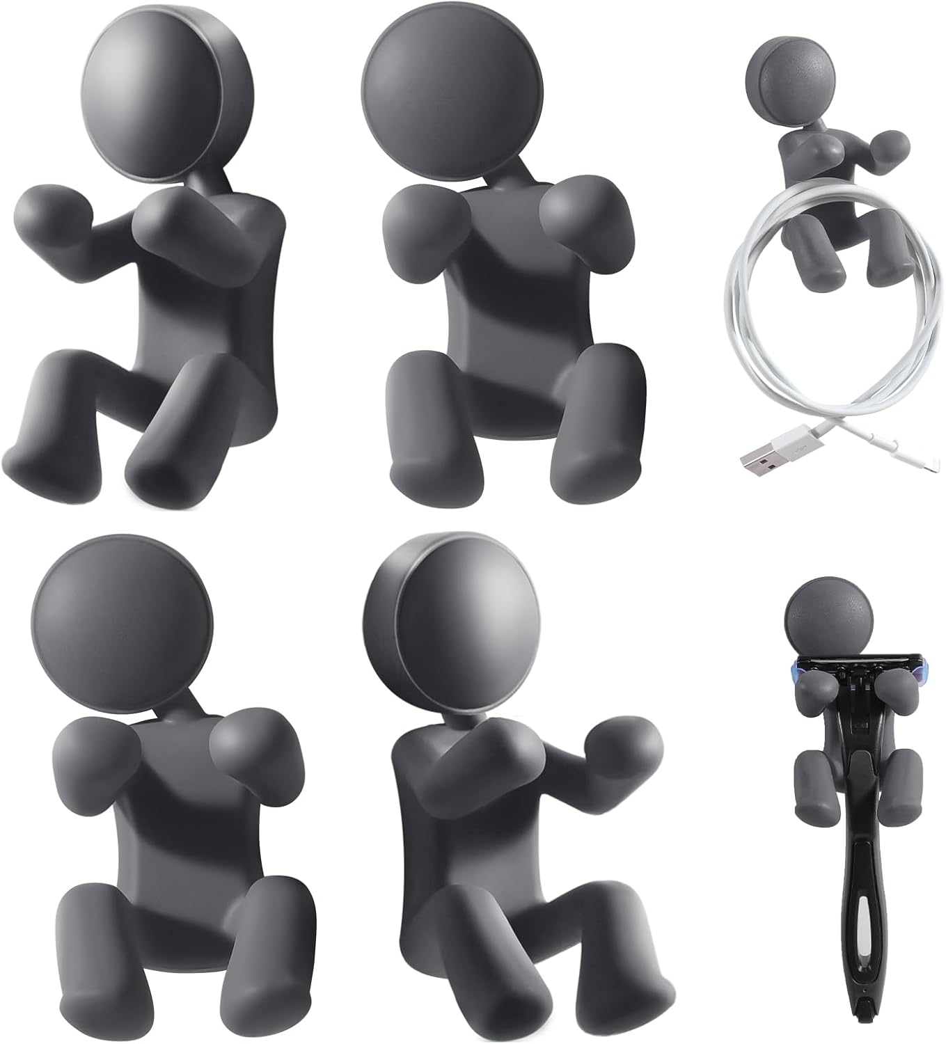 Pariveca Creative Doll Silicone Hooks 4 Pcs Gray