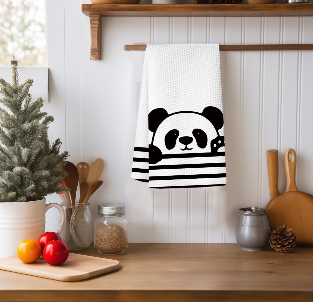 Cute Panda Waffle Kitchen Towels 16x24 Inch