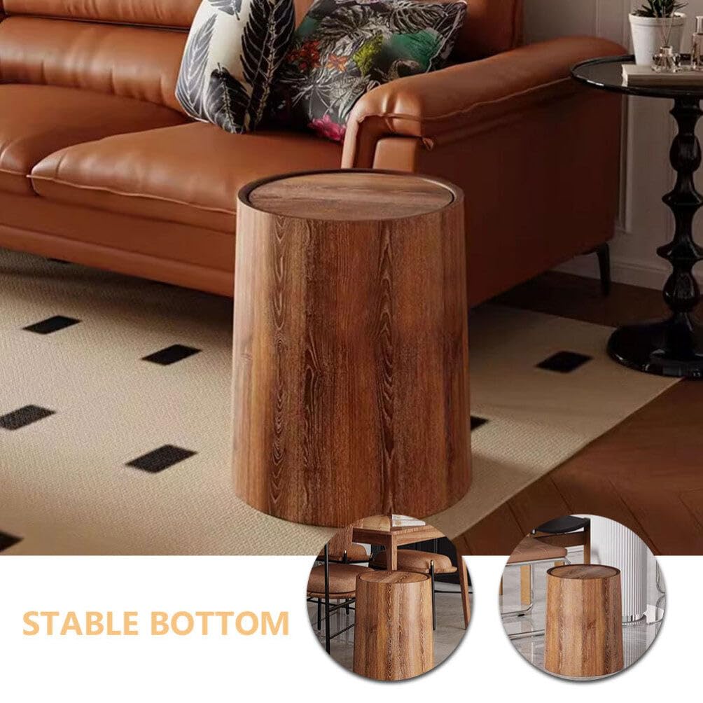 HOLIDYOYO Imitation Wood Grain Flip Lid Waste Bin