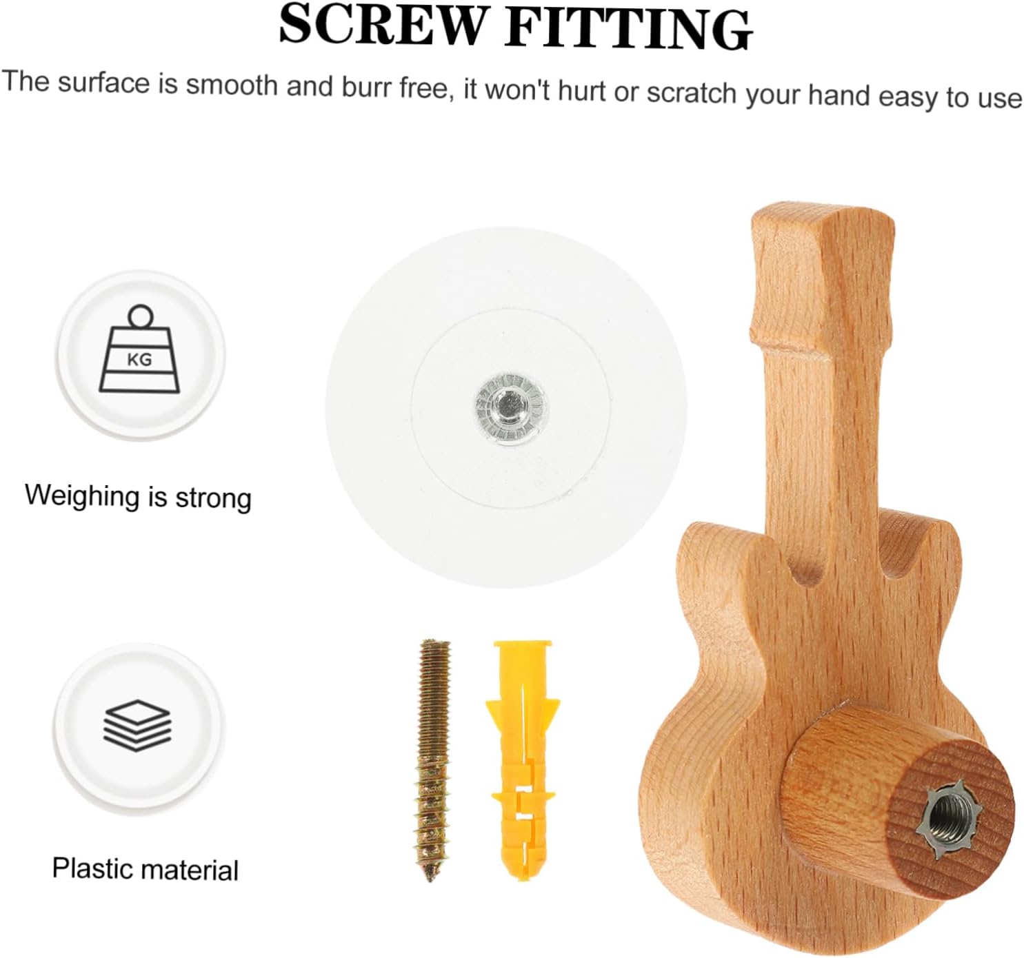 3Pcs Wall Mounted Wood Hooks for Hats Keys and Clothes