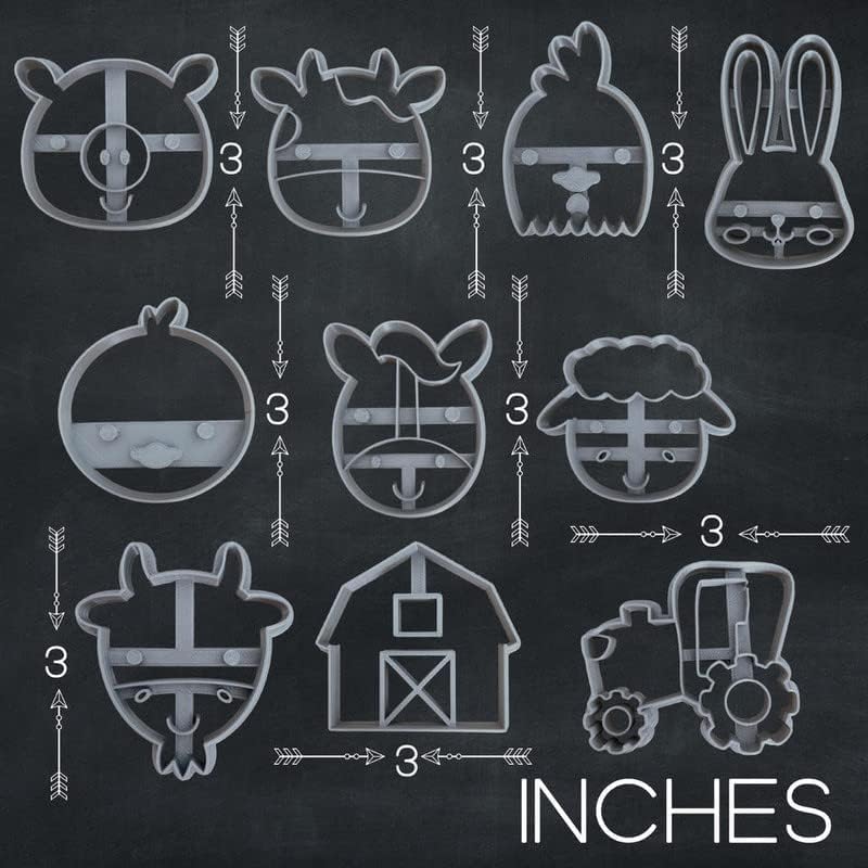Farm Animal Cookie Cutters Set of 10 for Kids