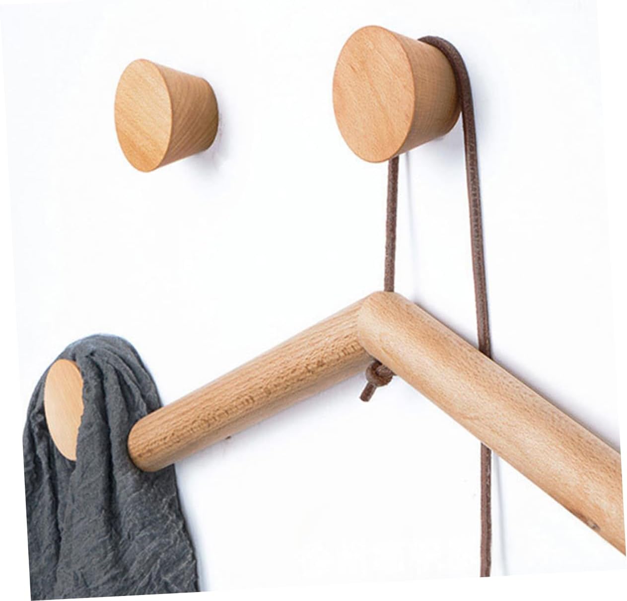 3pcs Beech Wooden Hooks for Space Saving Storage