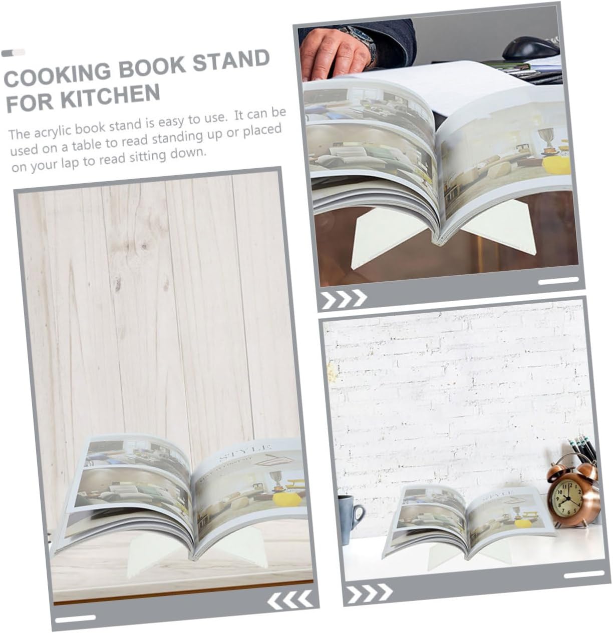 HOOTNEE Acrylic Book Stand for Cookbooks and Magazines