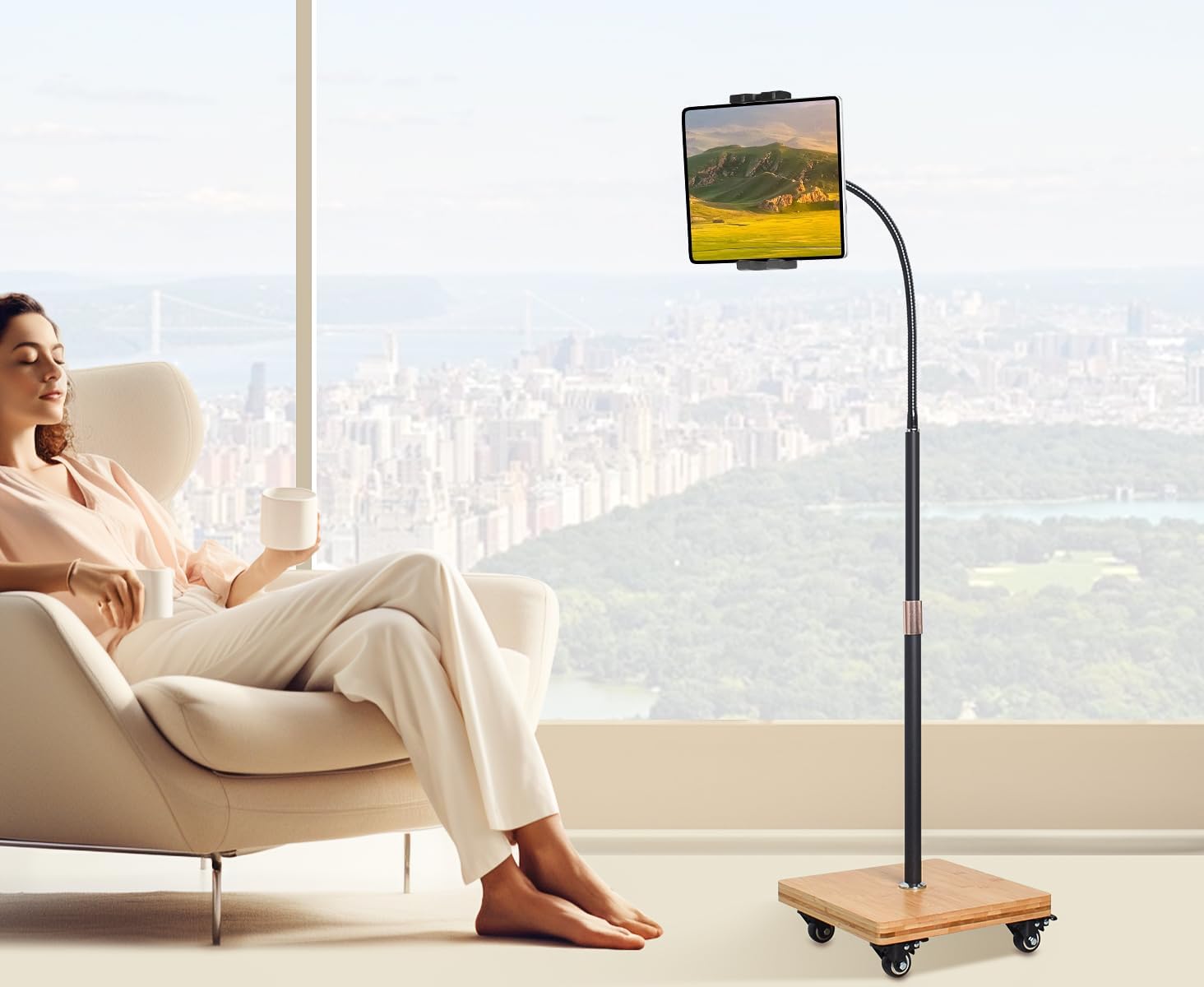 Wishacc Cookbook Stand with Tablet Floor Stand