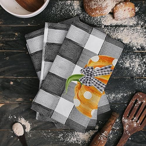 ZOE GARDEN Pumpkin Plaid Kitchen Towel 18x28 Quick Dry Durable