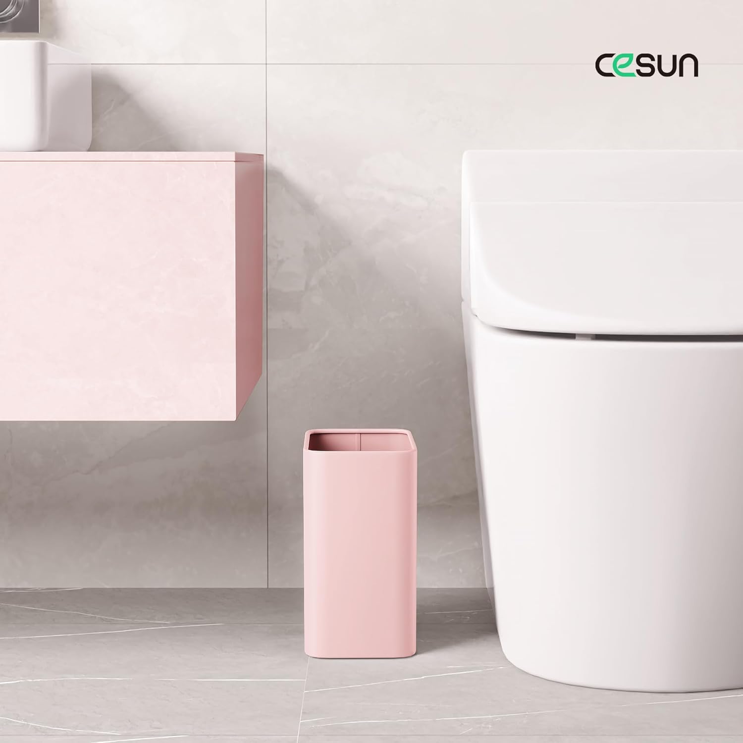 Cesun 21 Gallon Pink Metal Trash Can for Bathroom