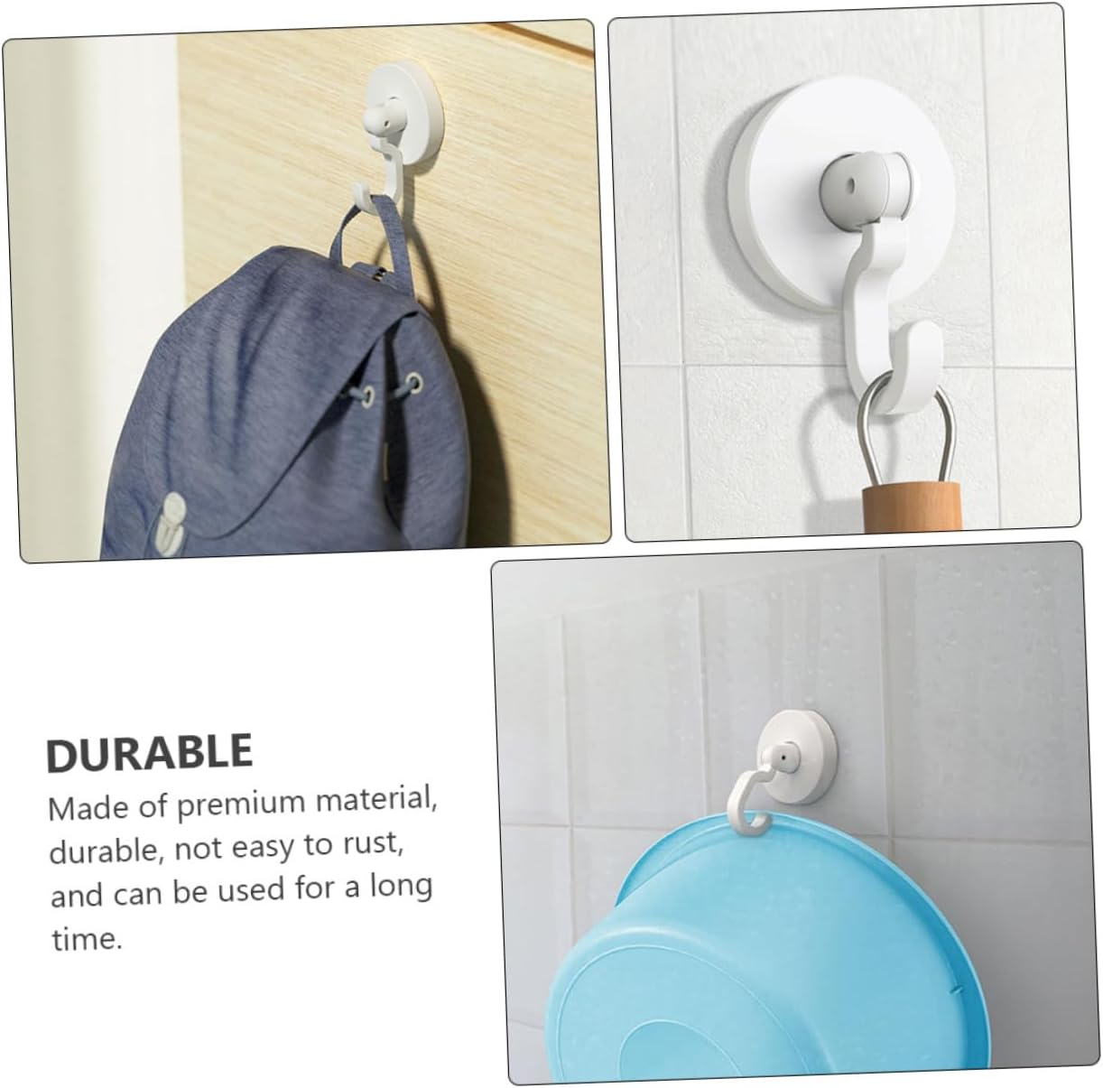 Healifty 3pcs Self-Adhesive Shower Hooks Black