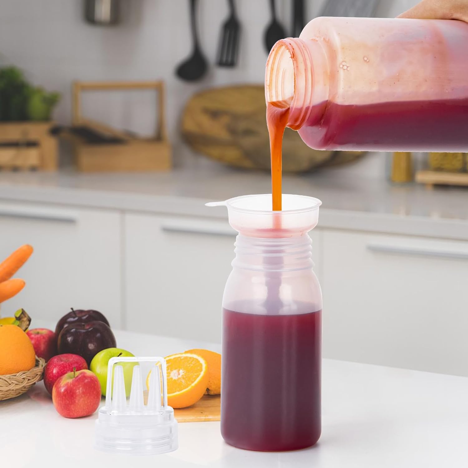 Uceoo 3-Hole Condiment Squeeze Bottles 2 Pack with 2 Funnels