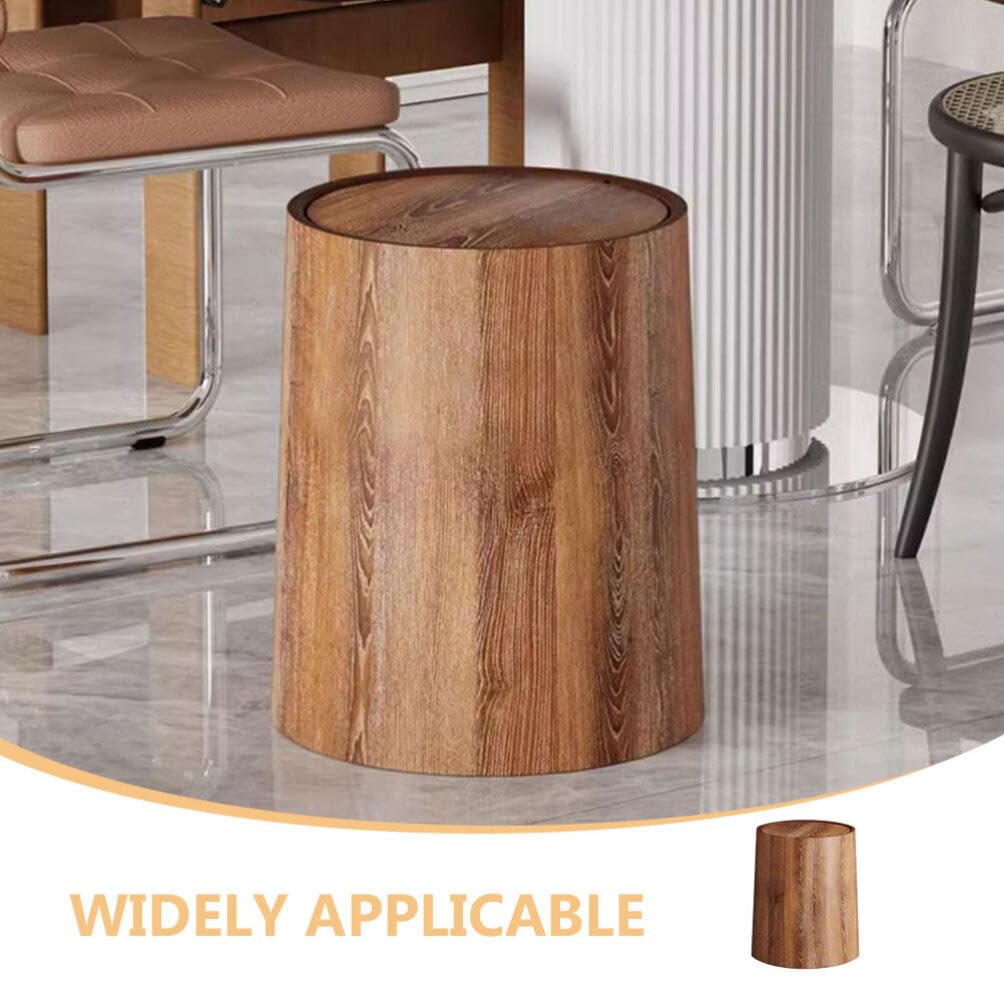 HOLIDYOYO Imitation Wood Grain Flip Lid Waste Bin