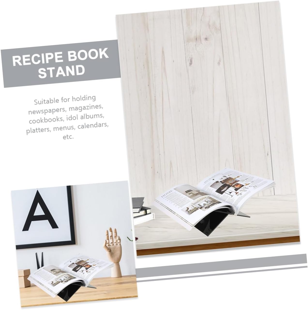 ORFOFE Minimalist Acrylic Book Holder for Cookbooks and Magazines 1