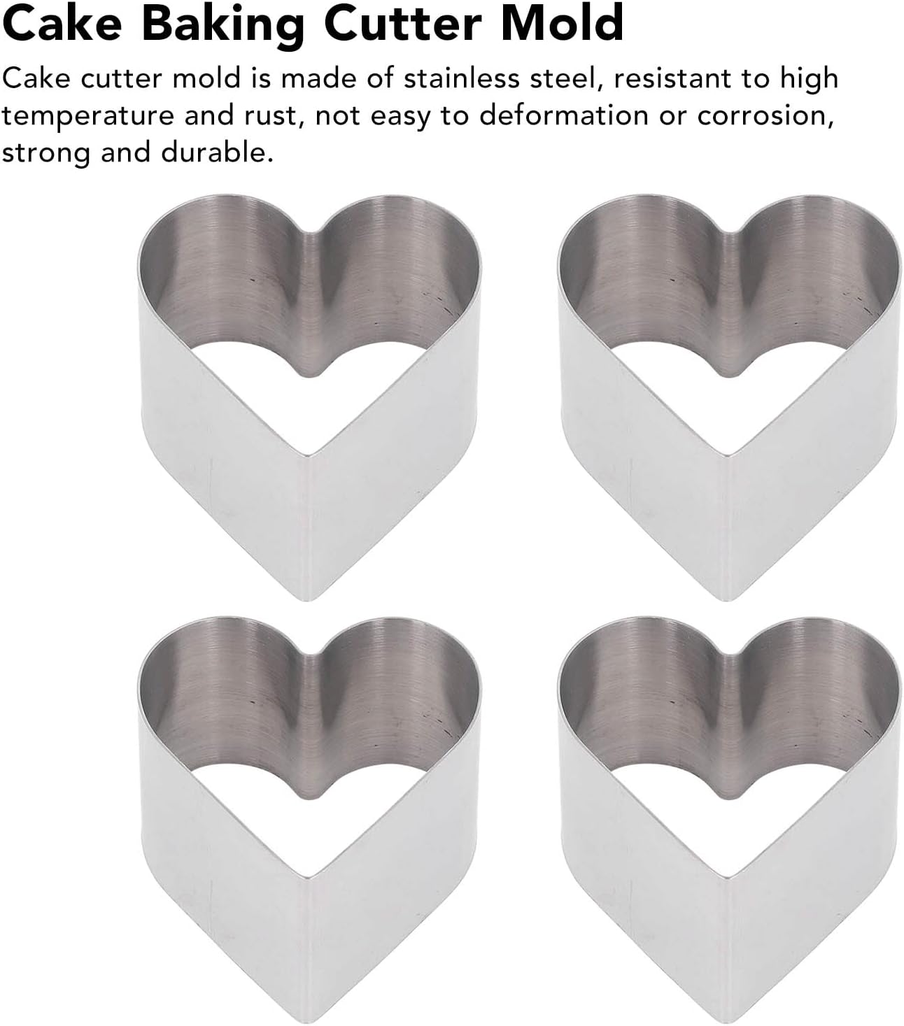 4Pcs Heart Shaped Cake Cutter Set with Lid and Rounded Edges