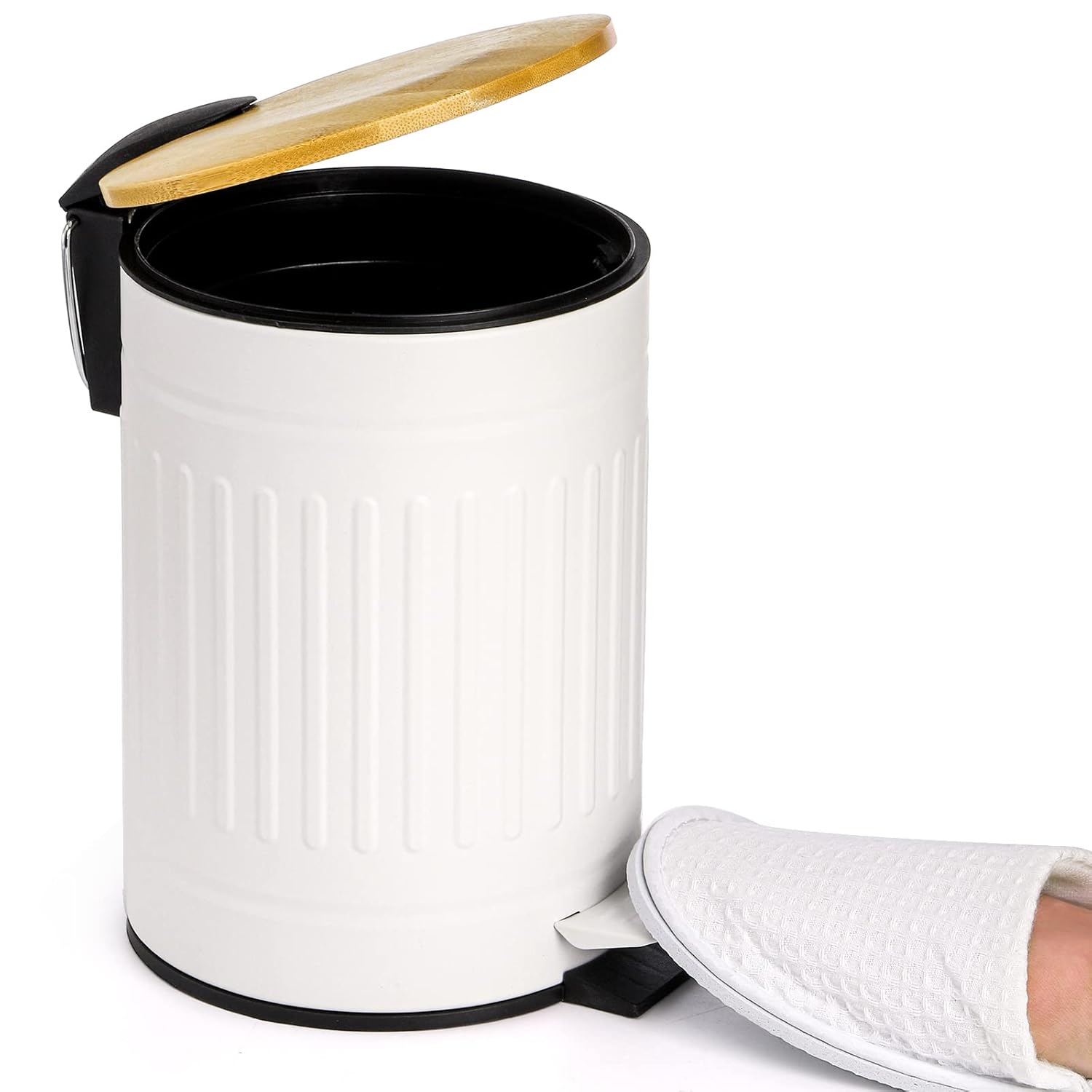 AVLA 2 Liter Step Trash Can with Bamboo Lid