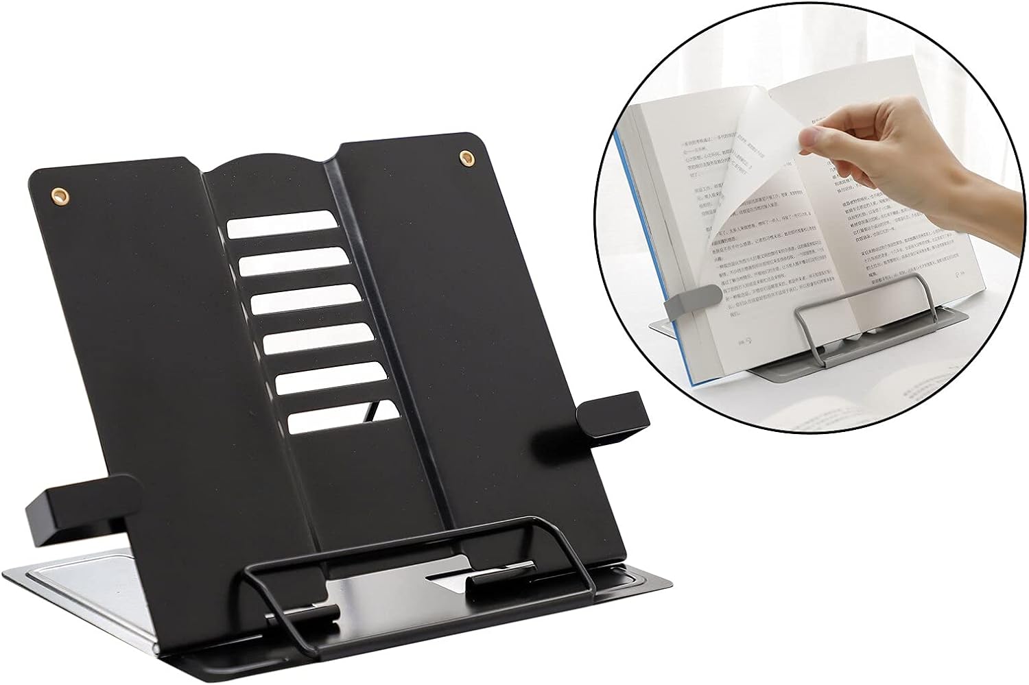 Book Stand Desk Metal Holder with 6 Positions