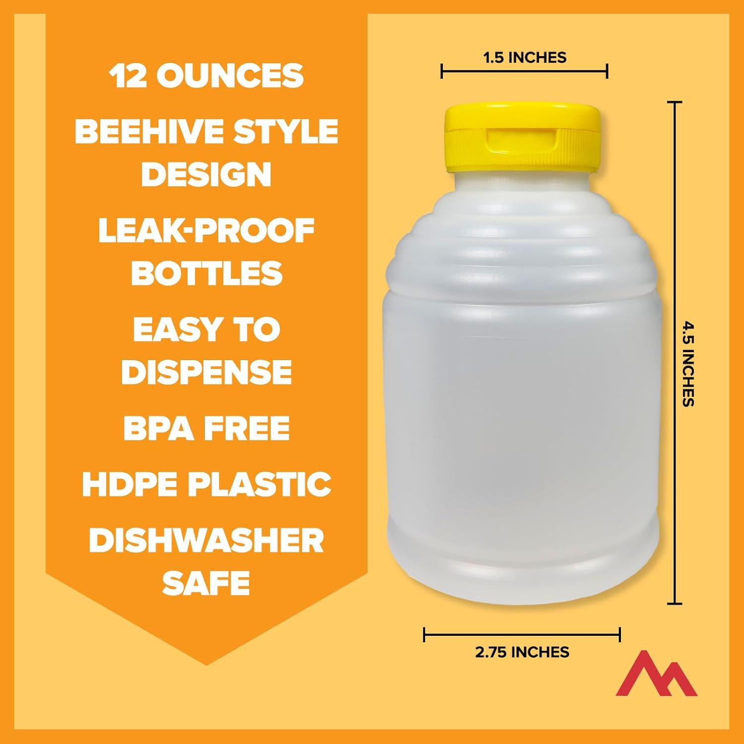 Pinnacle Mercantile Refillable Honey Bottles 12oz Pack of 6