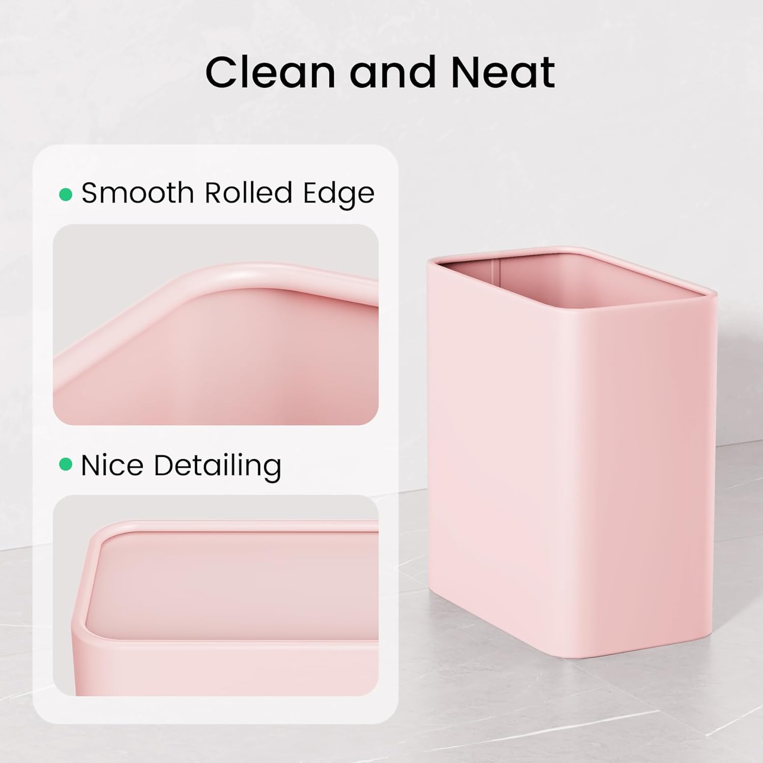 Cesun 21 Gallon Pink Metal Trash Can for Bathroom