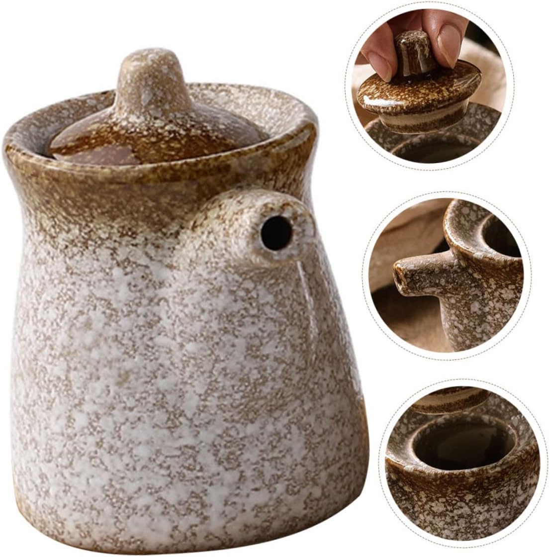 Zerodeko Ceramic Sauce Dispenser with Lid