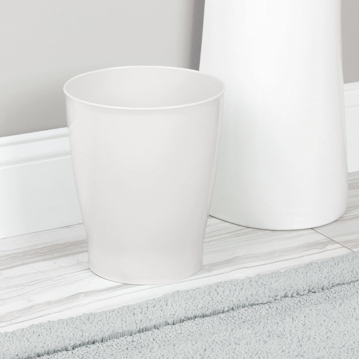 mDesign Round Plastic Wastebasket 125 Gallon Cloud White
