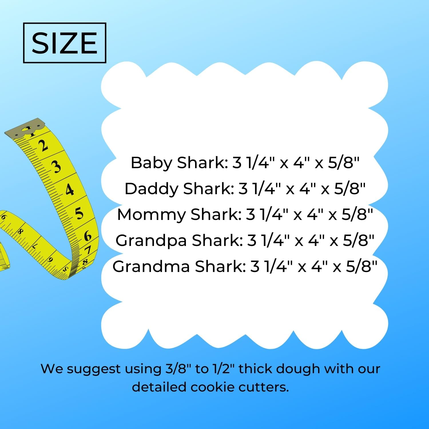 Baby Shark Family Cookie Cutters Set of 5