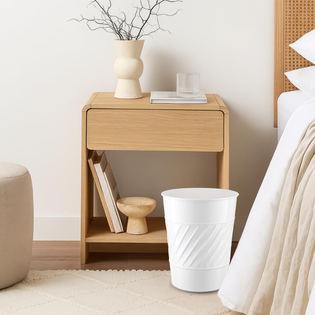 Monarch Abode White Wave Embossed Metal Trash Can 1