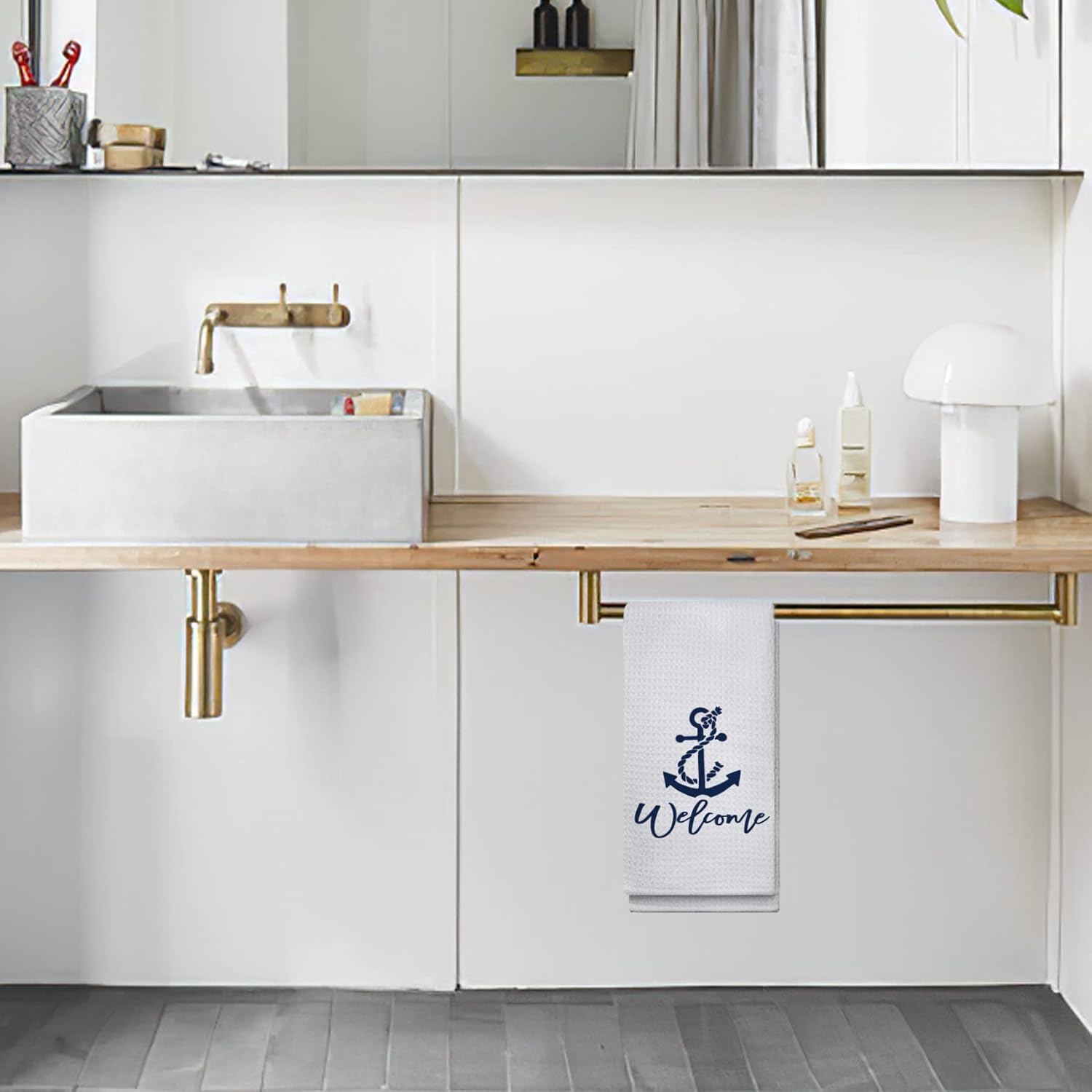 OHSUL Nautical Anchor Beach Towels for Kitchen Bath Hotel