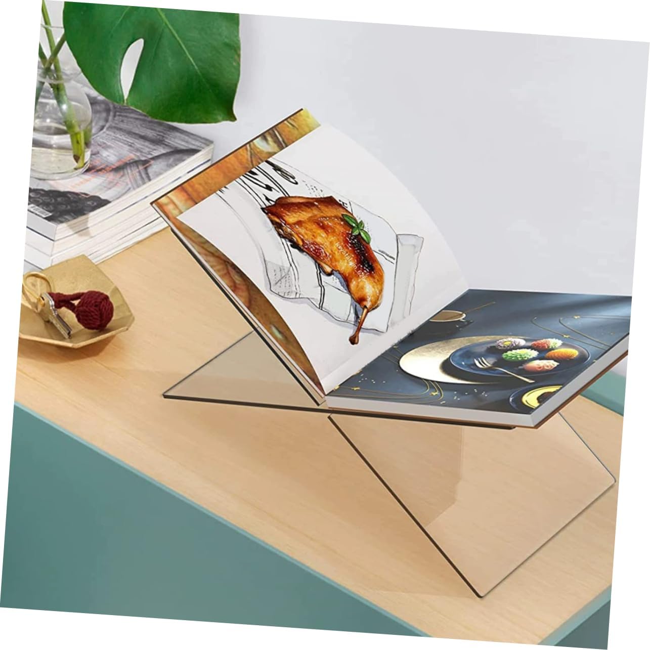 OKUMEYR Acrylic Cookbook Stand Book Holder Display Stand