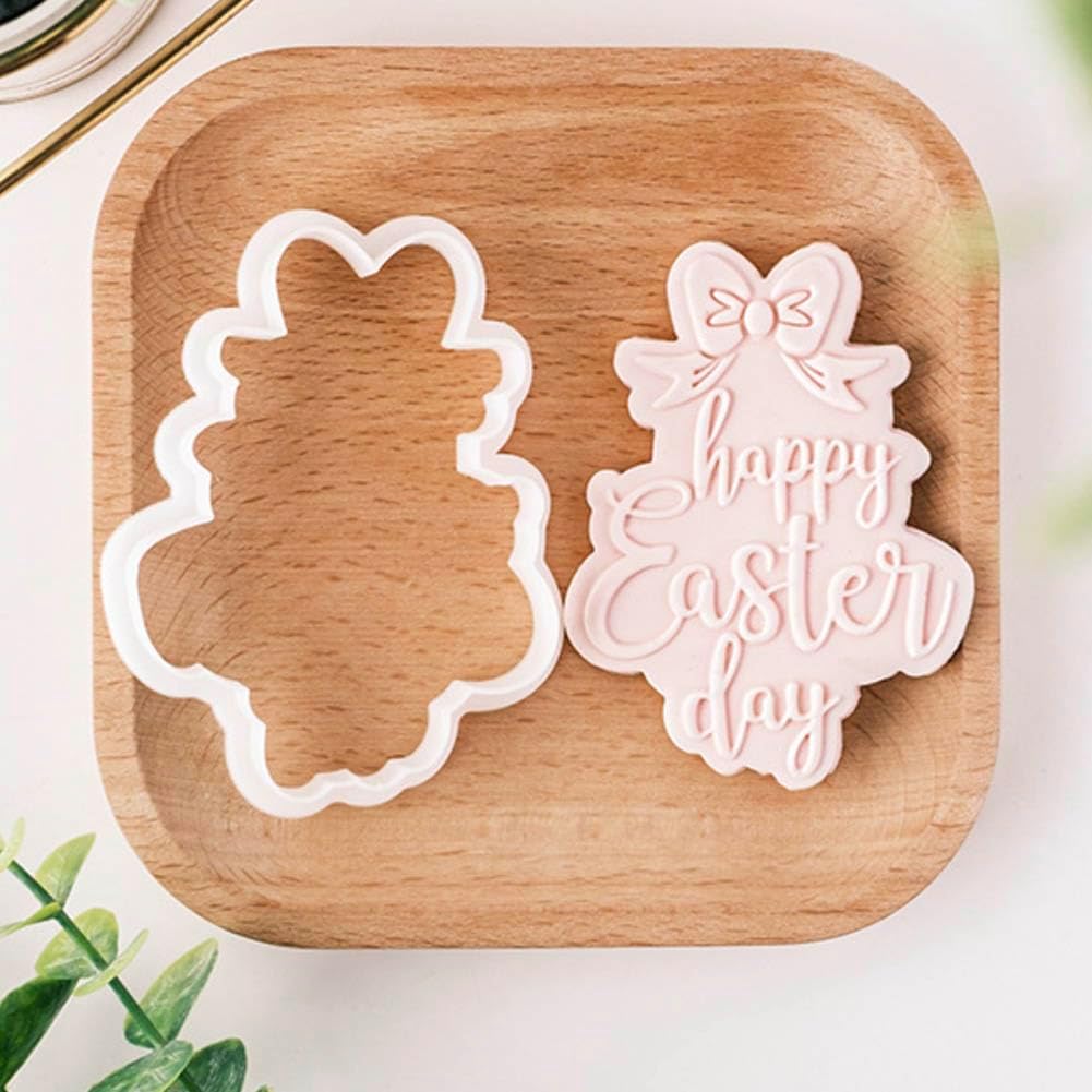 JOONOR Happy Easter Cookie Cutter with Embosser Mold Set 1