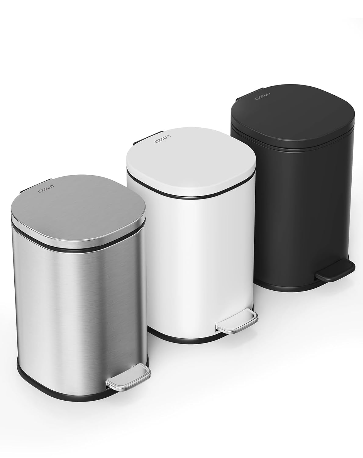 Cesun 13 Gallon Metal Trash Can with Foot Pedal