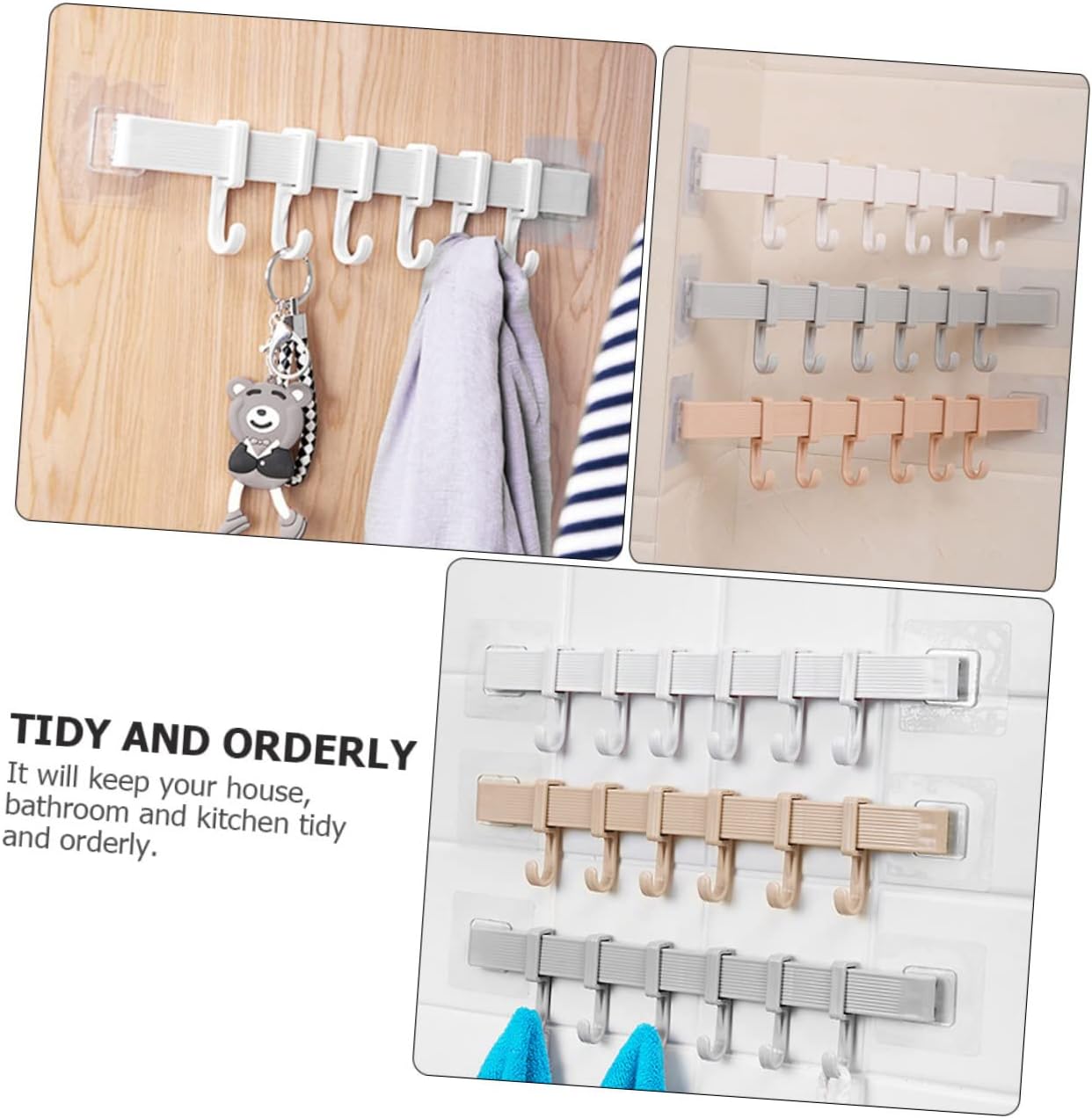 NUOBESTY 3pcs Rotatable Adhesive Hooks Organizer