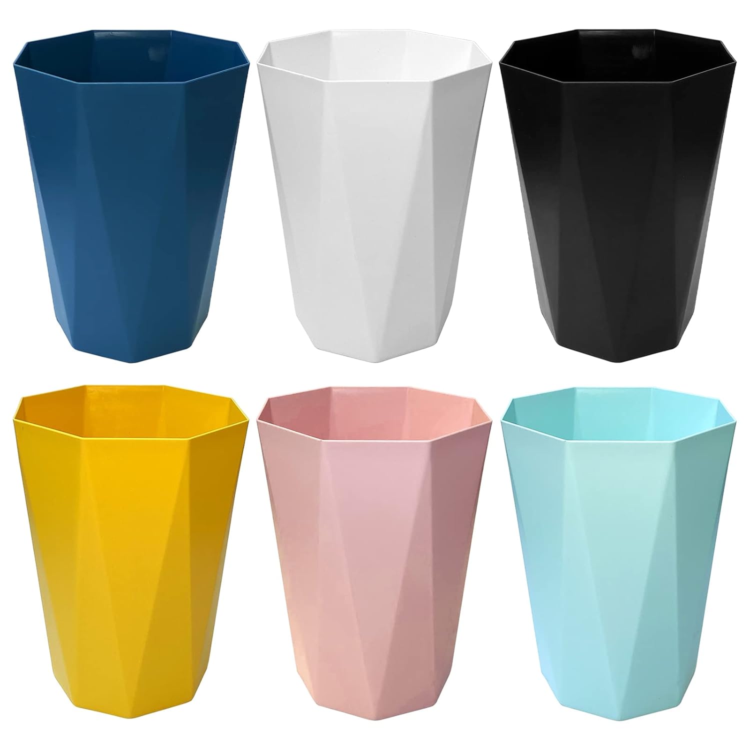 6pcs Diamond Shape Trash Can 10Litre 6 Colors