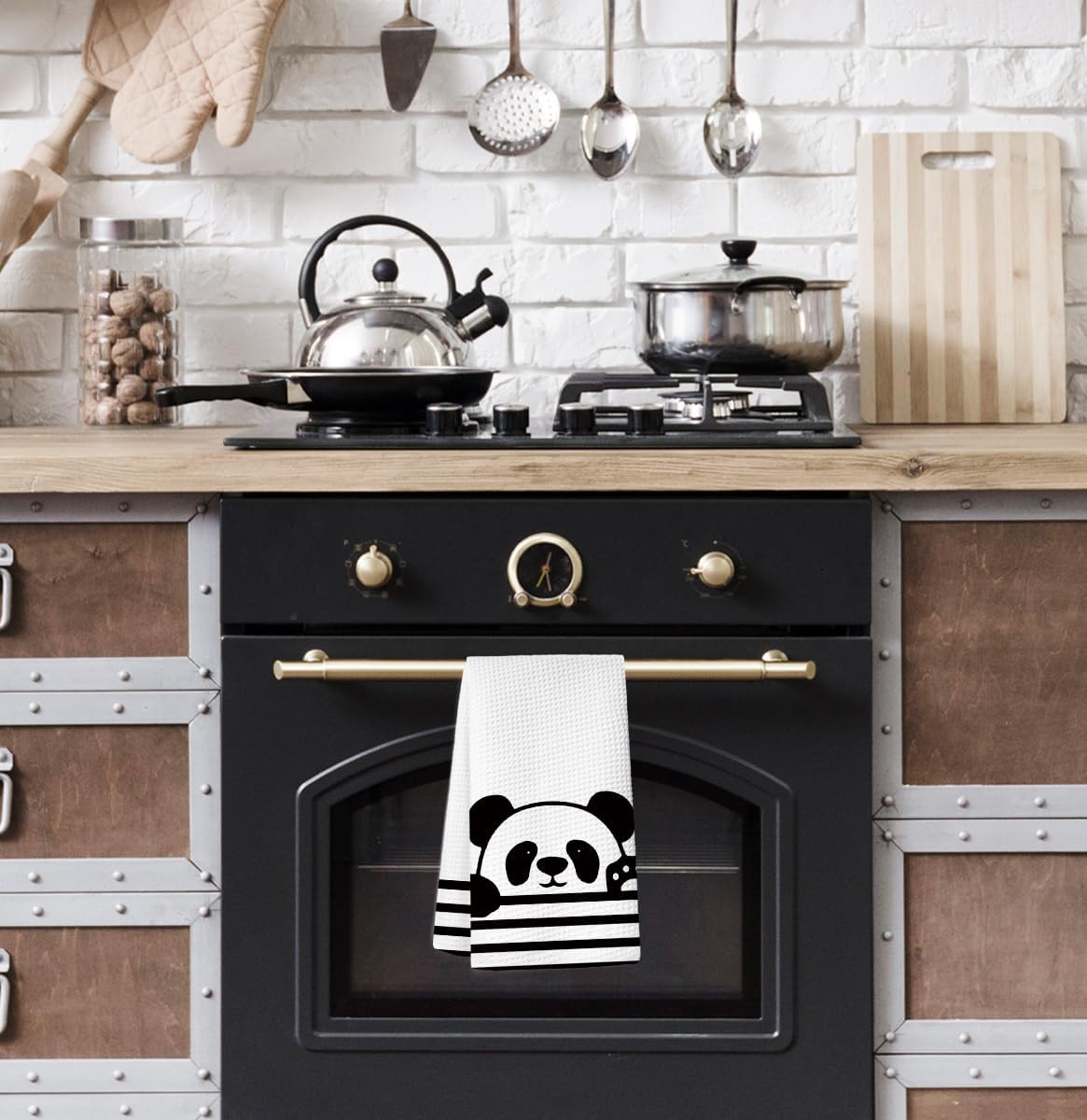 Cute Panda Waffle Kitchen Towels 16x24 Inch