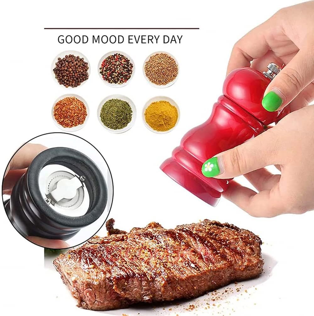 Wood Pepper Mill Set of 2 with Adjustable Coarseness